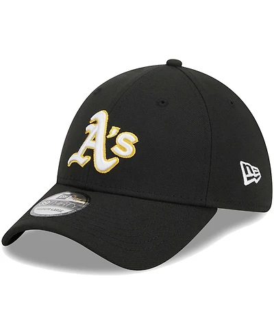Men's New Era Black Oakland Athletics Logo 39THIRTY Flex Hat