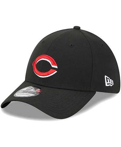 Men's New Era Black Cincinnati Reds Logo 39THIRTY Flex Hat
