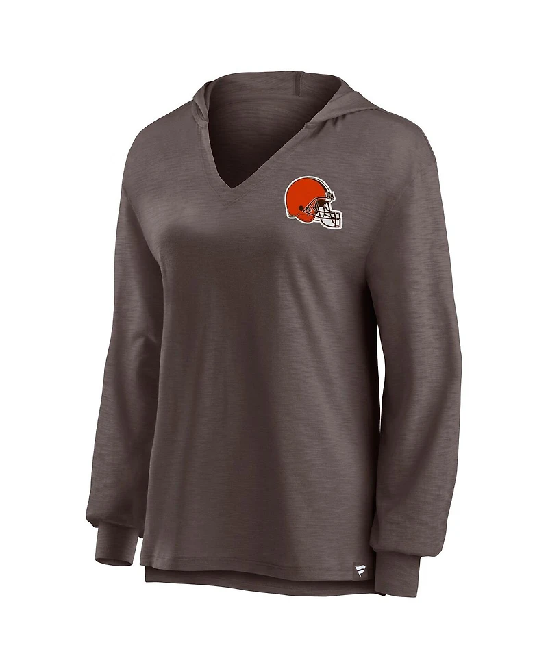 Women's Fanatics Brown Cleveland Browns Jumper V-Neck Pullover Hoodie
