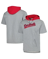 Men's Mitchell & Ness Heather Gray St. Louis Cardinals Postgame Short Sleeve Pullover Hoodie