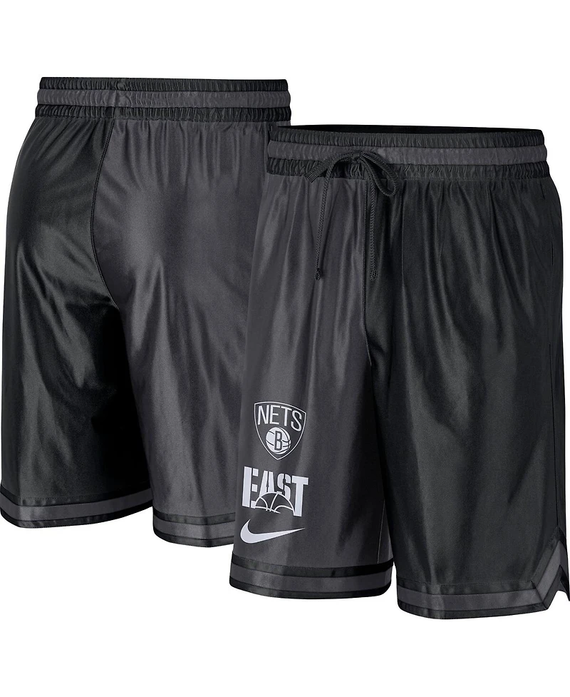 Men's Nike Black, Anthracite Brooklyn Nets Courtside Versus Force Split Dna Performance Shorts