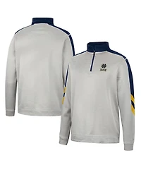 Men's Colosseum Gray, Navy Notre Dame Fighting Irish Bushwood Fleece Quarter-Zip Jacket