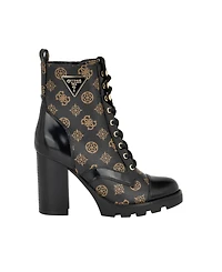 Guess Women's Neadyn Heeled Lug Sole Lace Up Hiker Booties