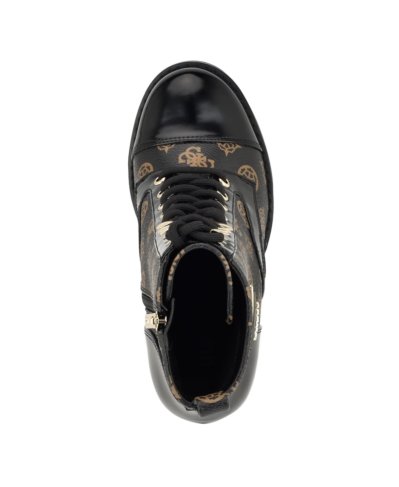 Guess Women's Neadyn Heeled Lug Sole Lace Up Hiker Booties