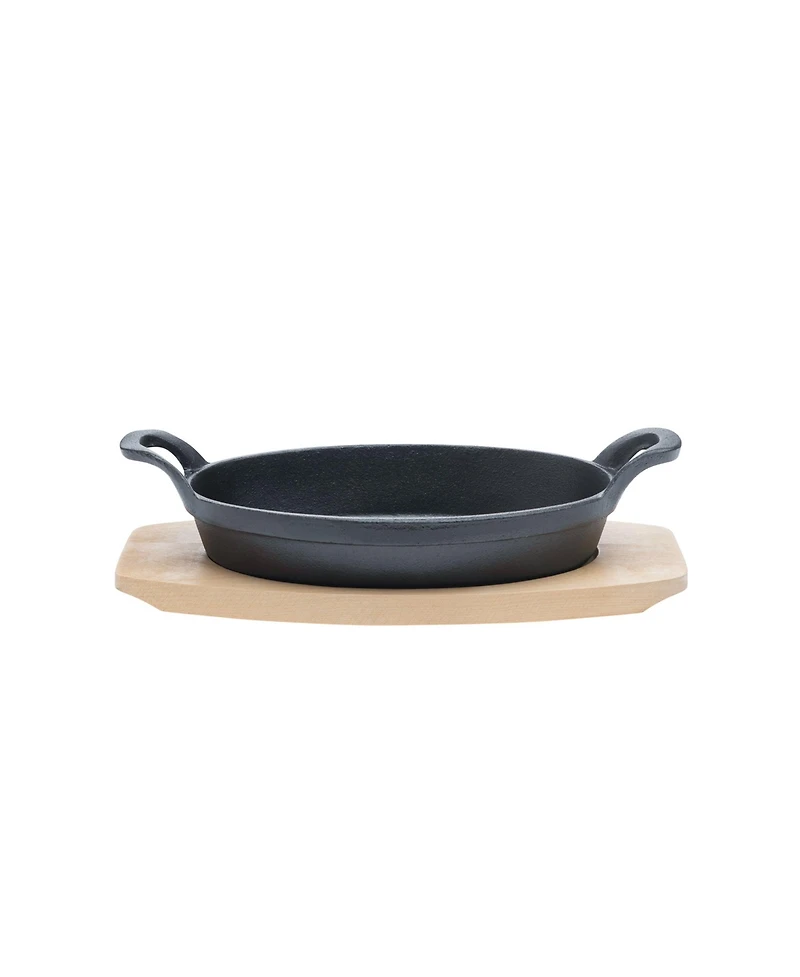Basic Essentials 2 Piece Cast Iron Oval Sizzler Plate Set