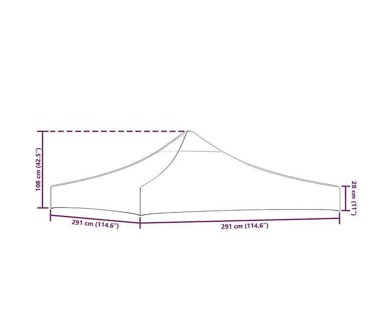 vidaXL Party Tent Roof 9.8'x9.8' Cream