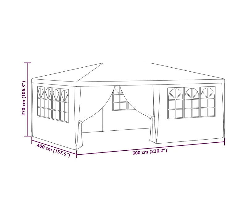 Professional Party Tent with Side Walls 13.1'x19.7' Anthracite 0.3 oz/ft²