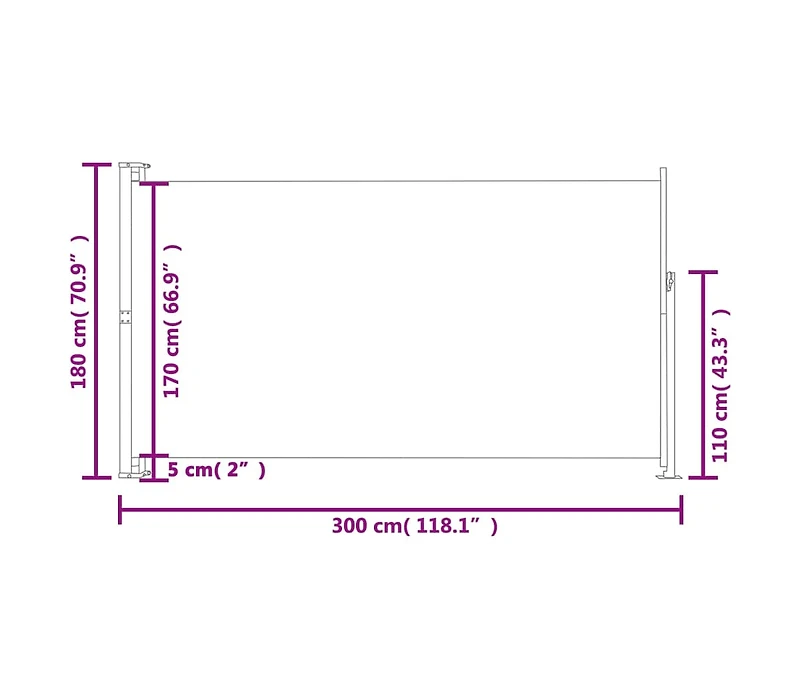 Patio Retractable Side Awning 70.9"x118.1" Black