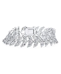 Bling Jewelry Cubic Zirconia 2 Row Marquise Shape Cz 40 Ctw Clear Wide Statement Leaf Tennis Bracelet 7.25 Inch