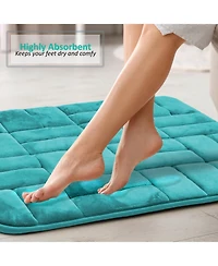 3 Piece Ultra Soft Non-Slip Plush Memory Foam Bath Rug Set - Small, Large & Contour - Tiled Design