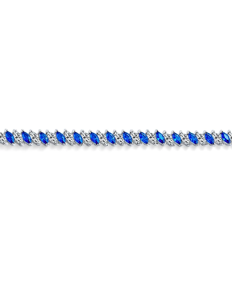 Bling Jewelry Cubic Zirconia Marquise Shape Cz 25 Ctw Alternating Black White Clear Blue Tennis Bracelet 7.5 Inch