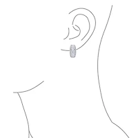 Bling Jewelry Statement Cz Baguette Half Hoop Earrings Prom Holiday Party Pierced Ear Stabilizing Omega Clip Back Rhodium Plated Brass
