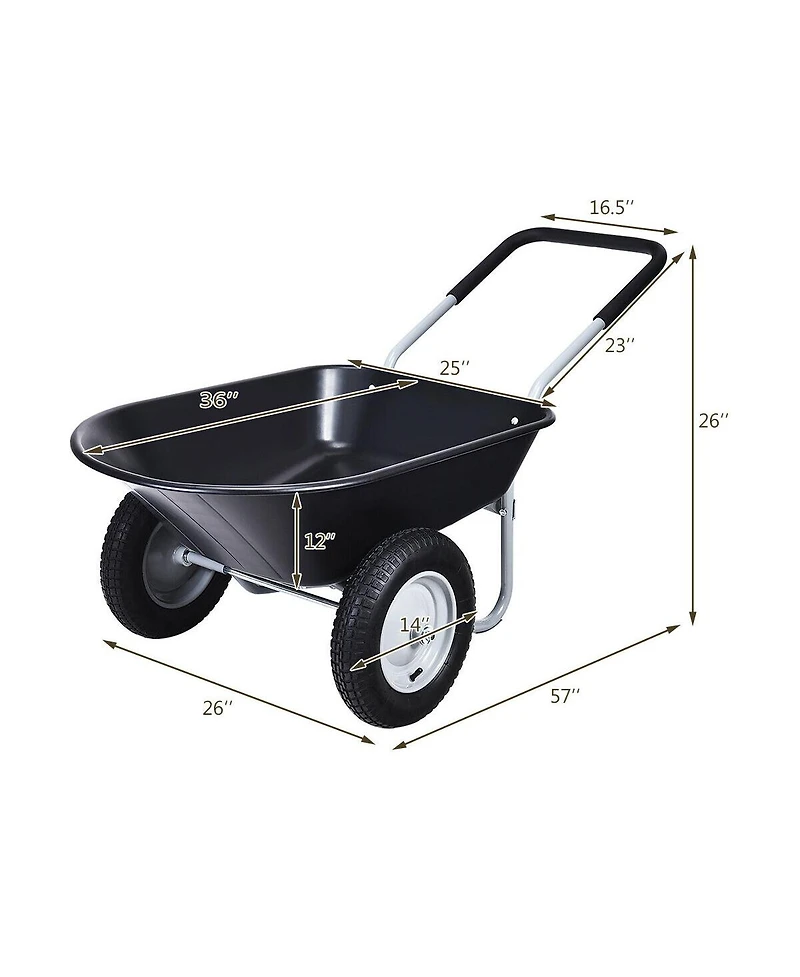 2 Tire Wheelbarrow Cart Heavy-duty Dolly Utility Cart
