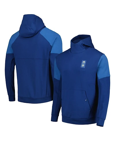Men's adidas Blue Seattle Sounders Fc 2023 Player Travel Pullover Hoodie