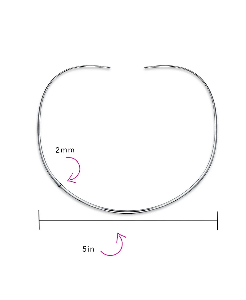 Bling Jewelry Basic Simple Thin Flat Slider Open Collar Contoured Statement Necklace Silver Sterling Add Pendant 2MM