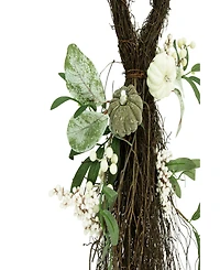 24" Pumpkins and Berries Artificial Fall Harvest Twig Teardrop Swag