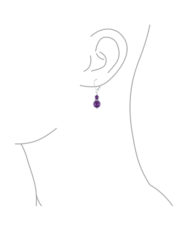 Bling Jewelry Natural Stones Boho Bali Milgrain Edged Beaded Rondel Separator Double Ball Round Drop Dangle Earrings Sterling Silver Lever back