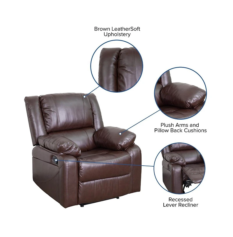 Emma+Oliver Recliner With Bustle Back And Padded Arms