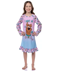 Scooby-Doo Girls Nightgown I Woke Up Like This Flower Long-Sleeve Raglan Pajama