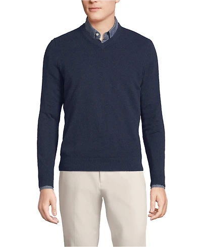 Lands' End Men's Fine Gauge Cashmere V-neck Sweater