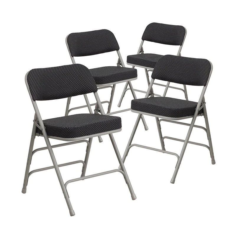 Emma+Oliver 4 Pack Premium Curved Triple Braced & Hinged Fabric Upholstered Metal Folding Chair