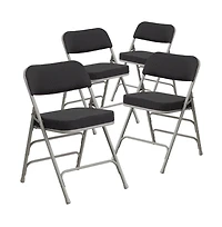 Emma+Oliver 4 Pack Premium Curved Triple Braced & Hinged Fabric Upholstered Metal Folding Chair