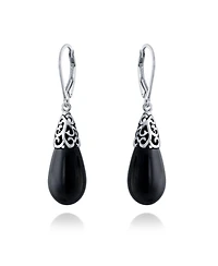 Bling Jewelry Boho Long Elongated Teardrop Filigree Lever Back Dangle Earrings Sterling Silver