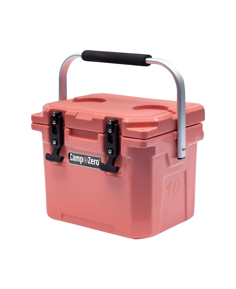 Camp-zero 10 | 10.6 Qt. Premium Cooler with 2 Molded-in Cup Holders & Folding Aluminum Handle