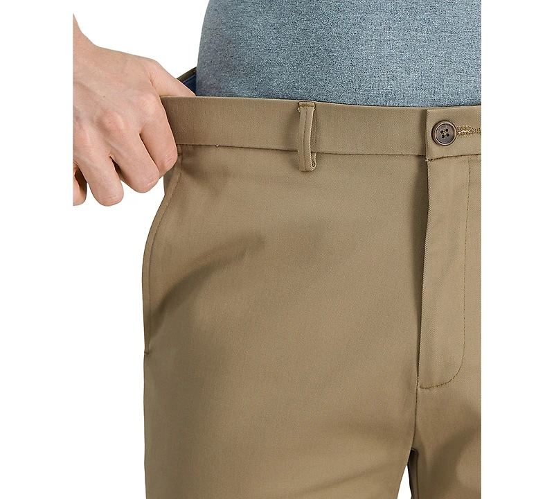 Haggar Men's Premium No Iron Khaki Straight-Fit Stretch Flat-Front Pants