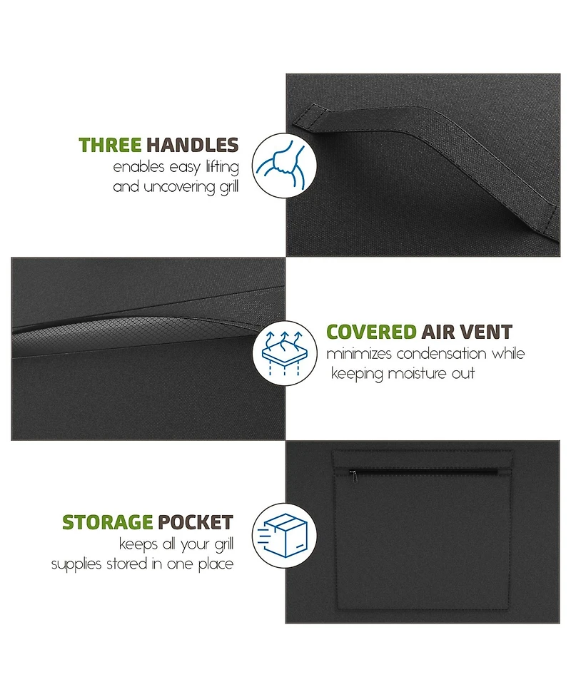 Heavy Duty 3-4 Burner Grill Cover, Durable Uv & Fade Resistant, with Front Zipper Pocket - Medium 58 inch