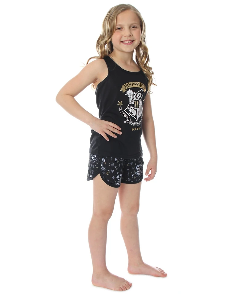 Harry Potter Girls Hogwarts House Crest Racerback Tank Shorts 2PC Pajama Set