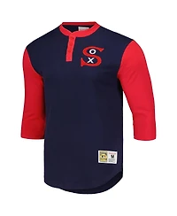 Men's Mitchell & Ness Navy Chicago White Sox Cooperstown Collection Legendary Slub Henley 3/4-Sleeve T-shirt