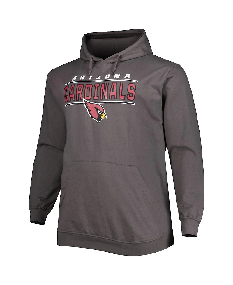 Men's Charcoal Arizona Cardinals Big and Tall Logo Pullover Hoodie