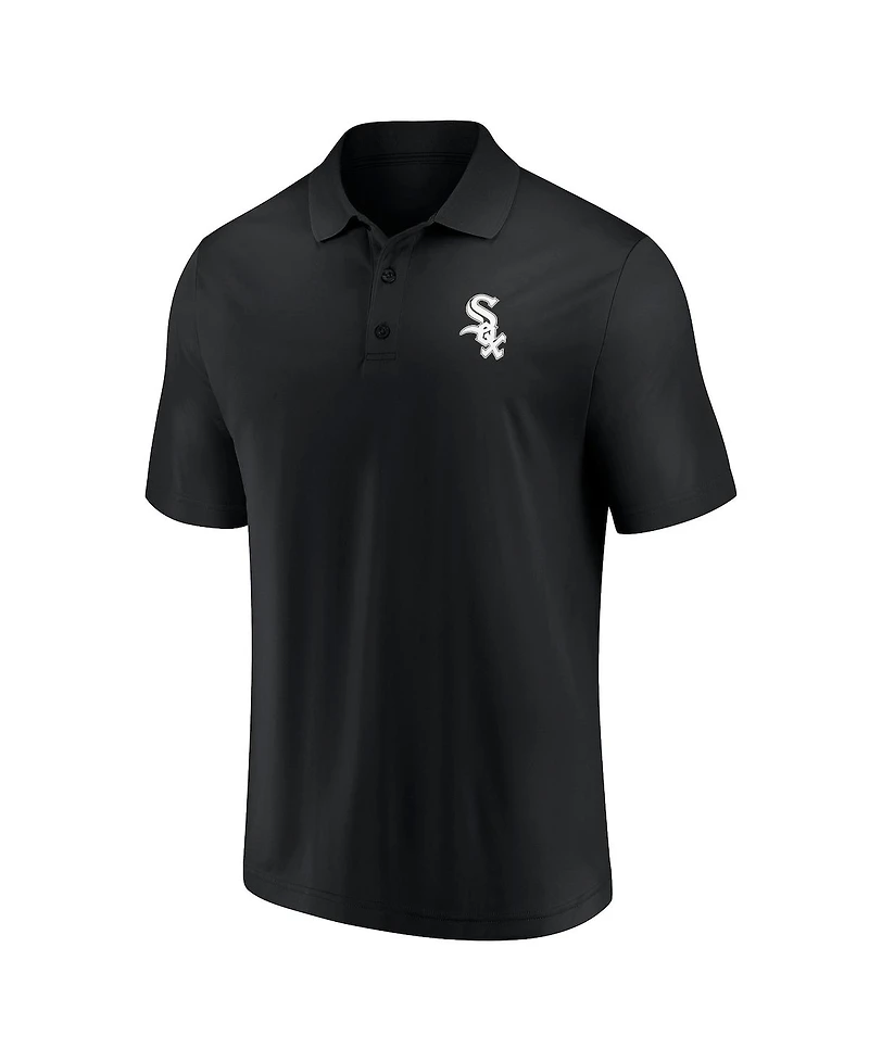 Men's Fanatics Black, Gray Chicago White Sox Dueling Logos Polo Shirt Combo Set