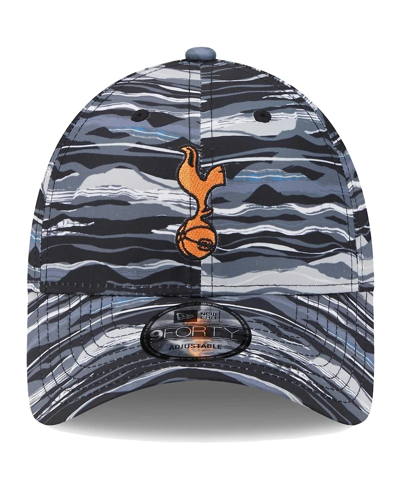 Men's New Era Black Tottenham Hotspur Wave All Over Print 9FORTY Adjustable Hat