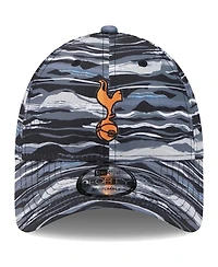 Men's New Era Black Tottenham Hotspur Wave All Over Print 9FORTY Adjustable Hat
