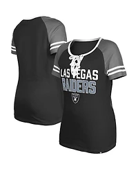 Women's New Era Black Las Vegas Raiders Raglan Lace-Up T-shirt