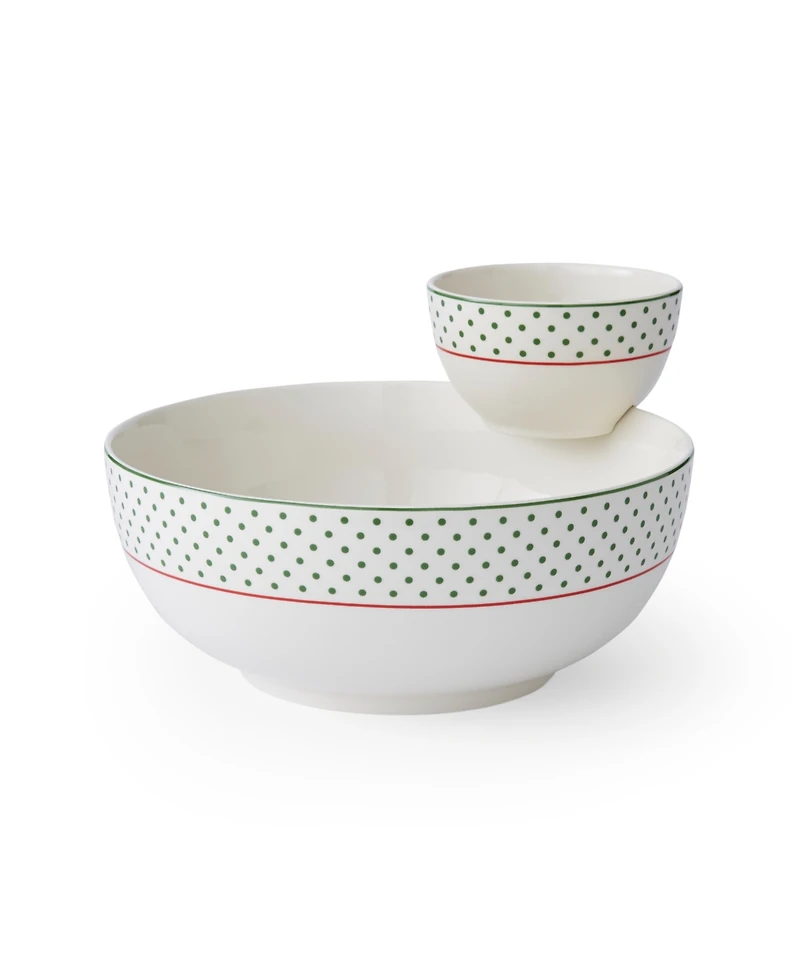 Spode Christmas Tree Polka Dot Tiered Chip & Dip Set
