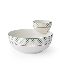 Spode Christmas Tree Polka Dot Tiered Chip & Dip Set