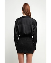 endless rose Women's Silky Button up Top