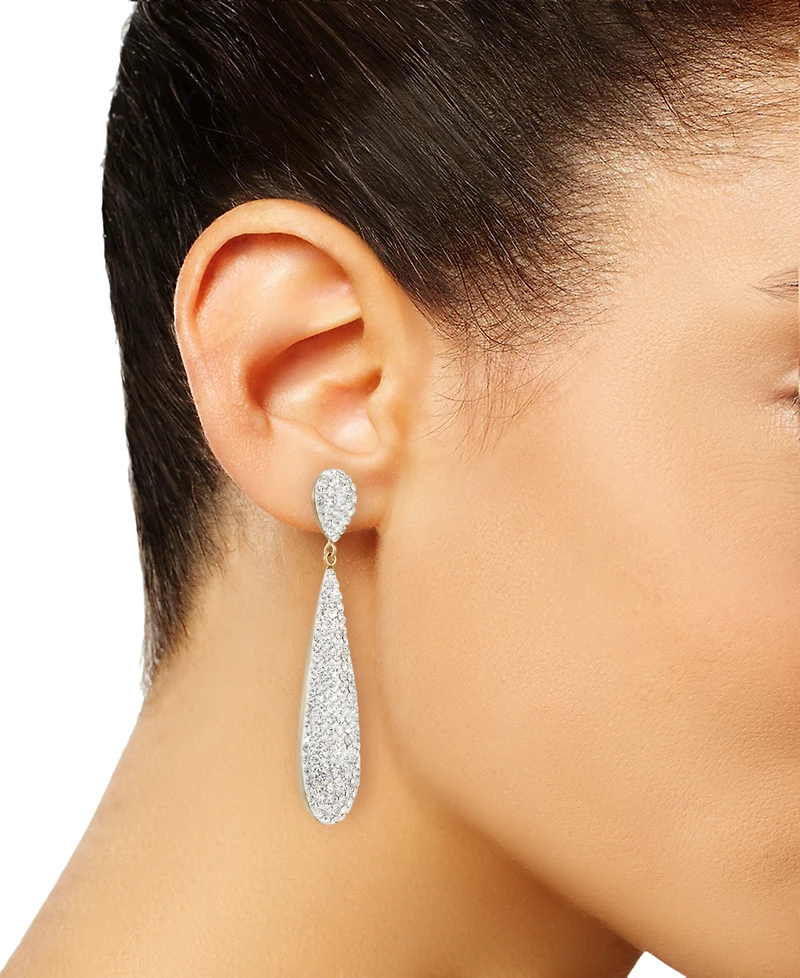 Crystal Pave Elongated Drop Earrings