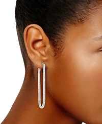 Crystal Pave Inside Out Paperclip Hoop Earrings