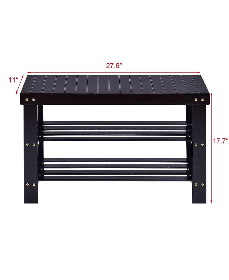 3 Tier Bamboo Shoe Rack Bench Storage Shelf Organizer Entryway Home Furniture