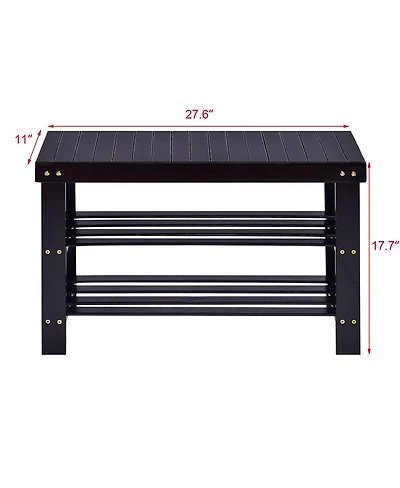 3 Tier Bamboo Shoe Rack Bench Storage Shelf Organizer Entryway Home Furniture