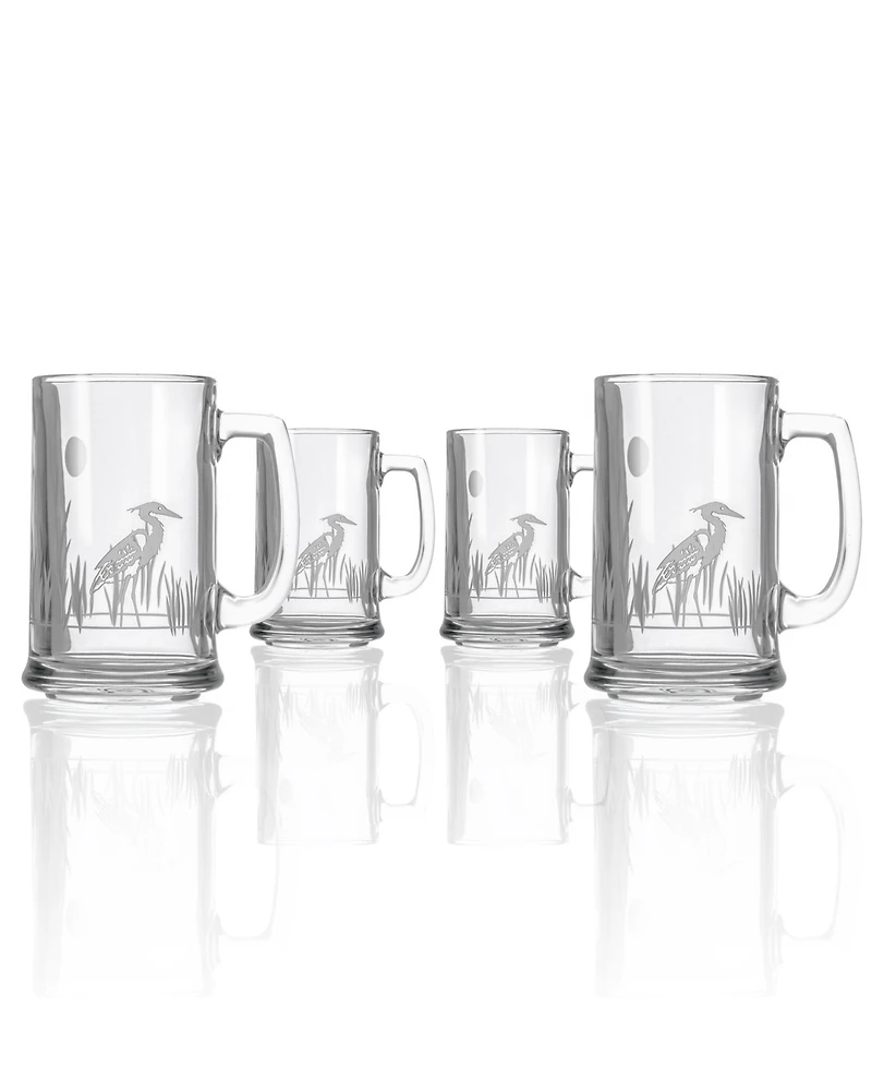 Rolf Glass Heron Beer Mug 15oz- Set of 4 Glasses