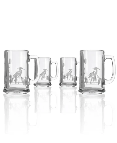 Rolf Glass Heron Beer Mug 15oz- Set of 4 Glasses