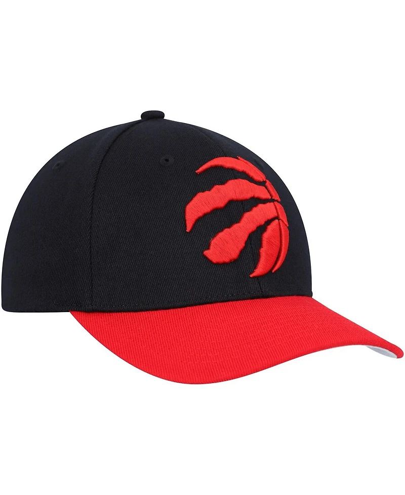 Men's Mitchell & Ness Black, Red Toronto Raptors Mvp Team Two-Tone 2.0 Stretch-Snapback Hat