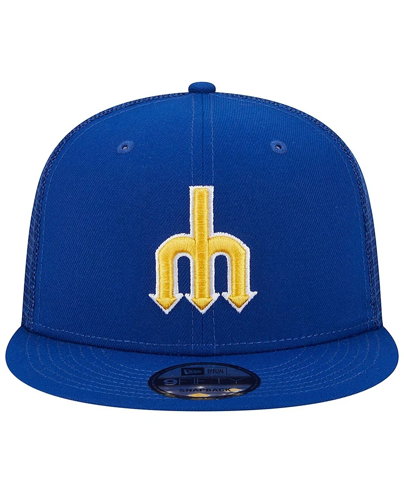 Men's New Era Royal Seattle Mariners Cooperstown Collection Team Color Trucker 9FIFTY Snapback Hat