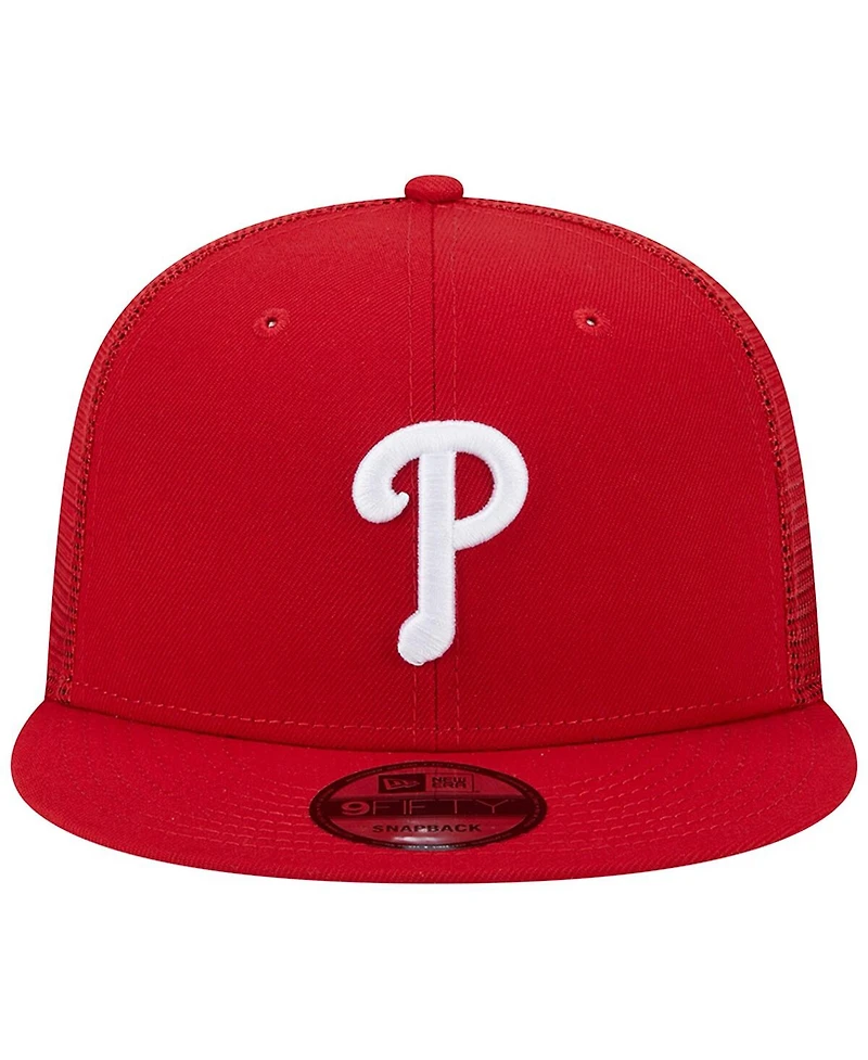 Men's New Era Red Philadelphia Phillies Team Color Trucker 9FIFTY Snapback Hat