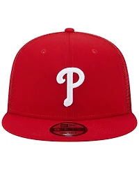 Men's New Era Red Philadelphia Phillies Team Color Trucker 9FIFTY Snapback Hat